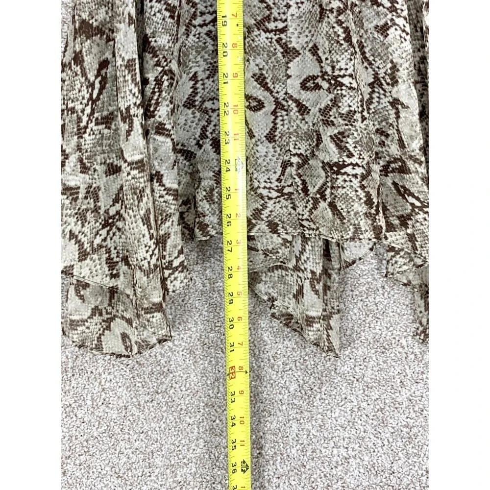 Michael Kors Silk Snakeskin Asymmetrical Hem Skirt Women L Brown Boho Flowy Chic